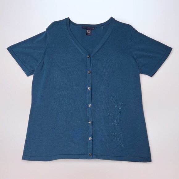 Venezia Dark Blue Button-Up Cardigan - Picture 1 of 5